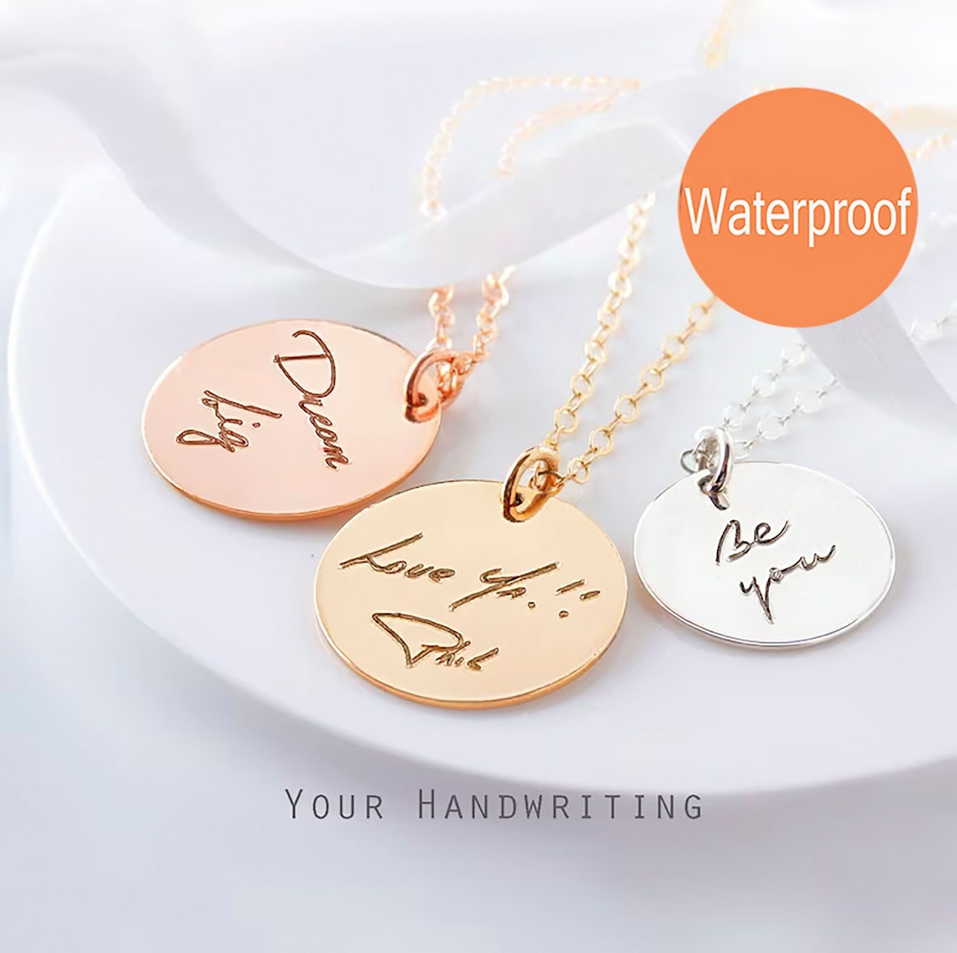 Handwriting Necklace Signature Jewelry on DISC Memorial - Etsy