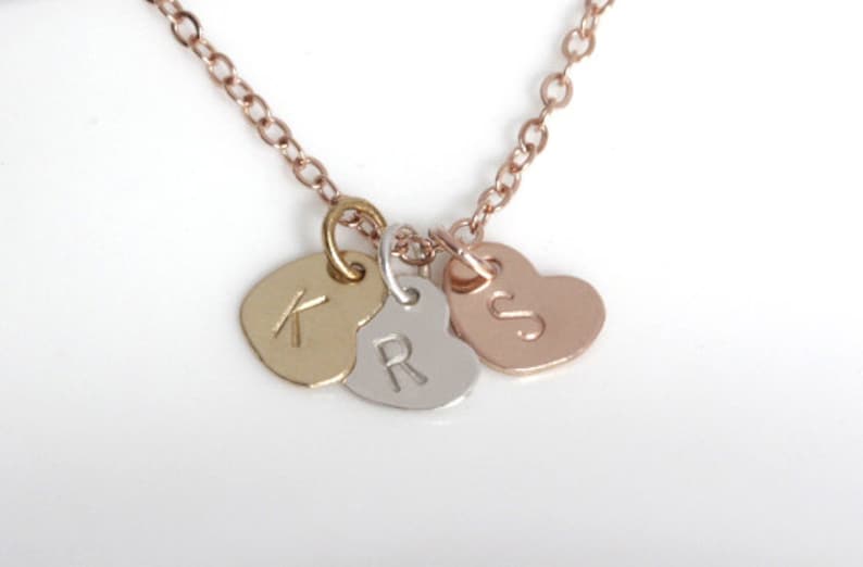 Initial Necklace, Personalized Heart necklace, Gold, Silver, Rose Gold, Valentines jewelry,Gift for friend, Grandma Mothers Necklace image 4