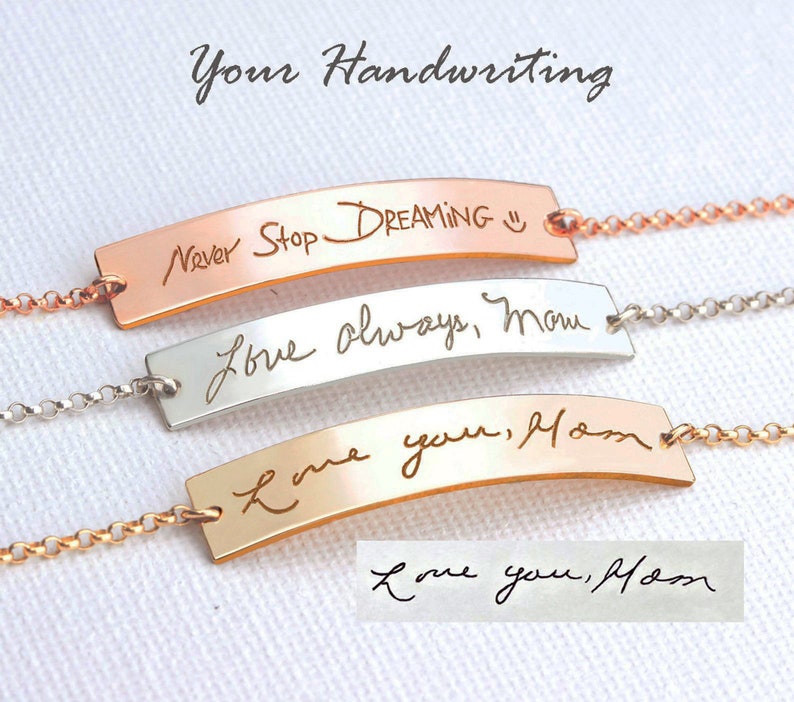 Handwriting bracelet gold Personalized gift Memorial jewelry Etsy