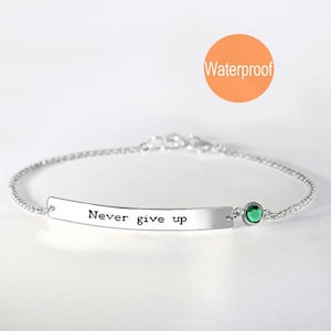 Inspirational Bracelet Sterling silver, Motivational Quote Bracelet,  Personalized message bracelet, Motivational jewelry gift for women