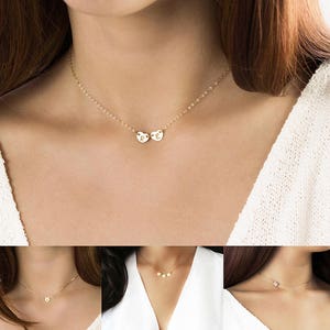 Personalized Heart Necklace, Dainty heart choker necklace, Initial  Heart choker in Gold, Silver or Rose gold, Mothers necklace, HEARTS