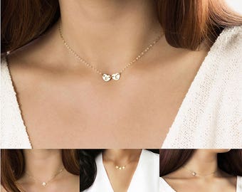 Personalized Heart Necklace, Dainty heart choker necklace, Initial  Heart choker in Gold, Silver or Rose gold, Mothers necklace, HEARTS