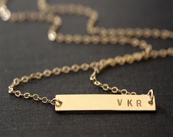 Engraved necklace, Gold filled necklace, Personalized jewelry, Custom Name necklace, Name plate necklace, Personalized bar necklace