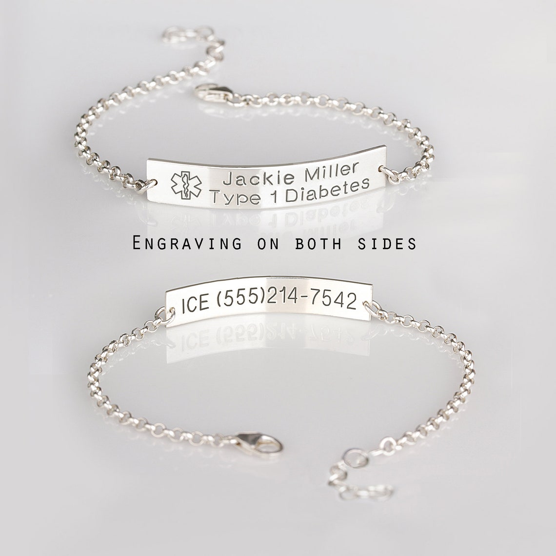 Medical ID Bracelet Women Personalized Sterling Silver 14K Etsy
