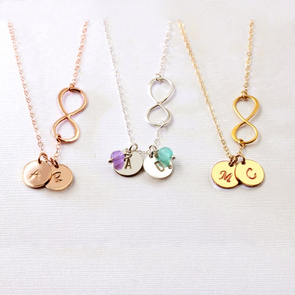 Sterling silver initial necklace, Mothers day gift for grandma personalized, Mothers necklace, INFINITY charm, Grandmother gift, Family