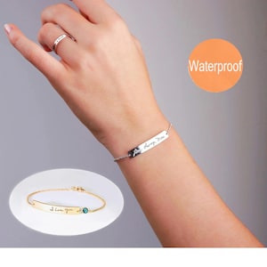 Pulsera de escritura a mano en plata de ley, pulsera con firma real, pulsera de escritura a mano para mamá y papá, regalo personalizado escrito a mano, joyería conmemorativa