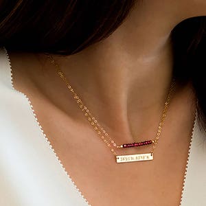 Personalized Gold Bar Necklace, Engraved Custom Name Necklace, Rose Gold Bar Monogram, Roman Numerals necklace Coordinates Bridesmaid gift