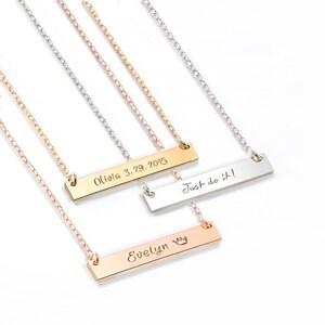 Name bar necklace, Sterling Silver Nameplate necklace, Anniversary gift, Personalized Gold necklace, Kids names necklace, Bridesmaid gift image 3