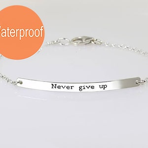 Inspirational Bracelet Sterling silver, Motivational Quote Bracelet,  Personalized message bracelet, Motivational jewelry gift for women