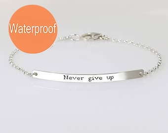 Inspirational Bracelet Sterling silver, Motivational Quote Bracelet,  Personalized message bracelet, Motivational jewelry gift for women