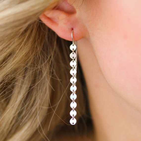 Multi Coin Threader Earrings, Drop Earrings With Discs