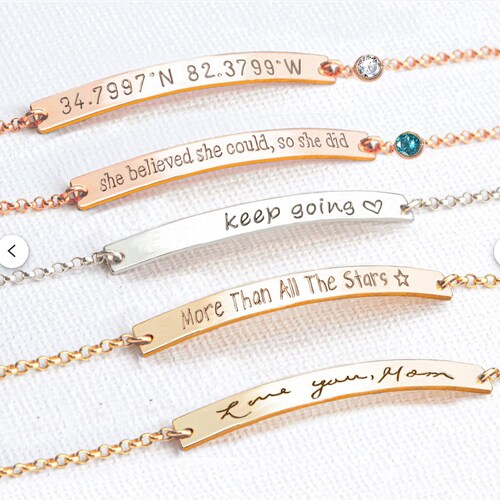 Graduation bracelet Custom coordinates bracelet Engraved gold bar bracelet Bridesmaids gift Personalize Sorority bracelet Longitude latitude
