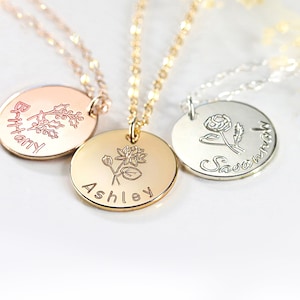 Birth flower gift, Custom birth month flower, Layering necklace for women, Sweet 16 gifts for girls, Necklace with name, Mom necklace