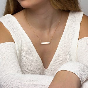 Gold Bar Necklace, Monogram necklace, Customized Name necklace Kardashian Name plate necklace Personalized Engraved name necklace Bridesmaid