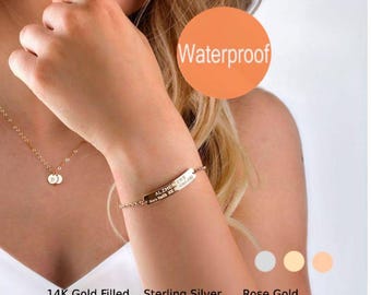 Pulsera de identificación médica para mujer, personalizada, en plata de ley, bañada en oro de 14 quilates, en oro rosa. Pulseras de alerta médica, joyas de alerta médica para adultos.