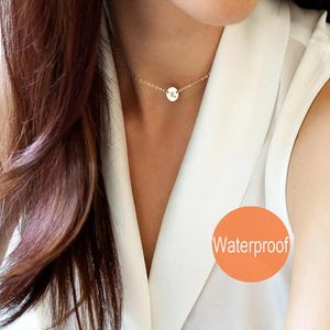 Personalized choker necklace, Initial disc choker,  Gold choker necklace, Custom letter choker, Chain choker gold, silver choker rose gold
