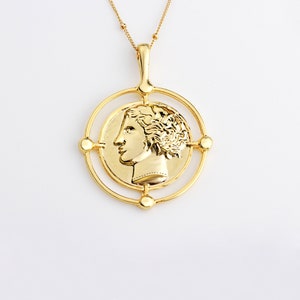 Greek coin necklace, Coin necklace gold, Greek jewelry, Gifts for women, Ancient coin pendant, Coin jewelry, Medallion necklace, TK-12