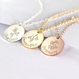 Flower name necklace, Birthday gifts for her, Birthflower necklace, Customized name necklace, Birth flower jewelry, Gift for niece