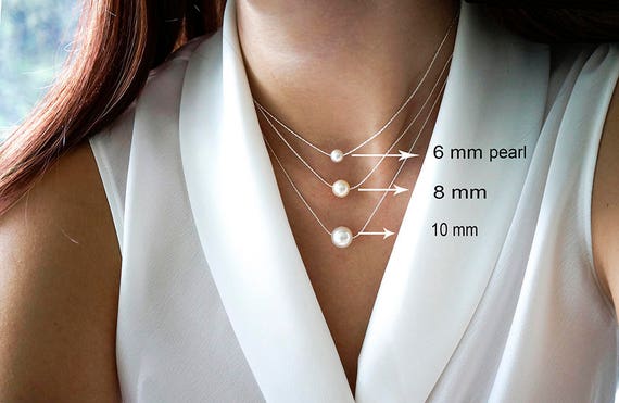 ネックレス・ペンダント Everyday Pearl Necklace 6mm Single Pearl Necklace 6mm, 8mm, 10mm, Bridesmaid Necklace