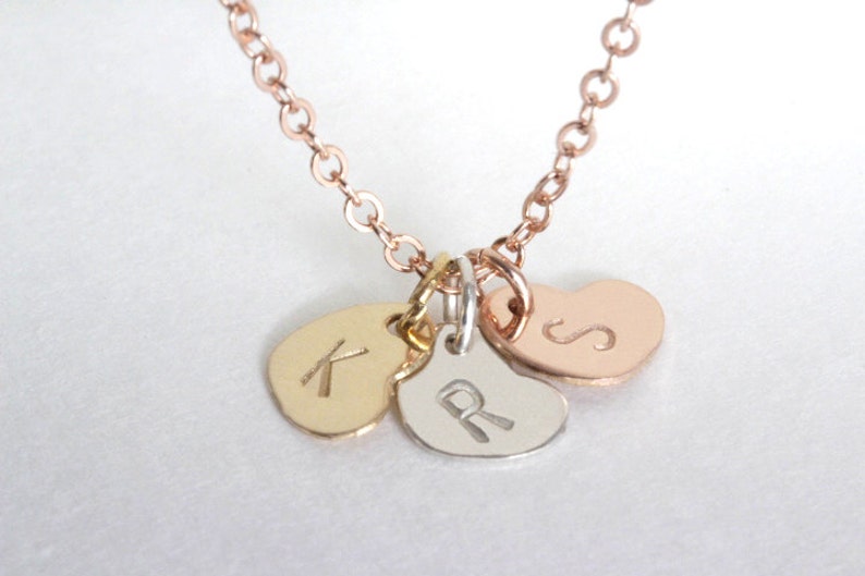 Initial Necklace, Personalized Heart necklace, Gold, Silver, Rose Gold, Valentines jewelry,Gift for friend, Grandma Mothers Necklace image 3