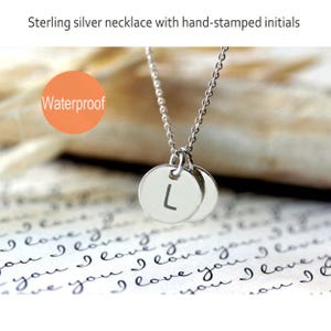 Dainty personalized Initial necklace in Sterling Silver - handstamped jewelry gift for Mom, new mom, grandmother, or her