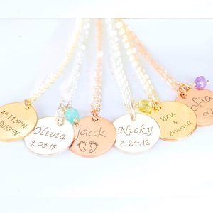 Name necklace, New Mom Gift, Birthstone necklace with kids names, Customized Initial necklace, Mothers day gift