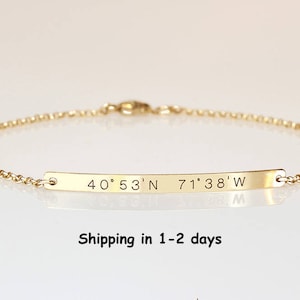 Gold  Bar bracelet, Engraved Roman numerals bracelet, Wedding Date bracelet, Custom name Personalized bracelet, Nameplate Bridesmaids Gift