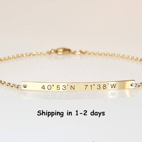 Engraved Dainty Bar Braille Bracelet 