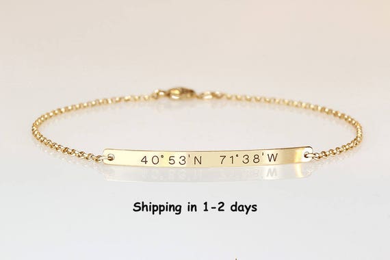 Roman Numeral Cuff Bracelet Name Bracelet Monogram Bracelet Bridesmaid Gift Custom Coordinates Custom Name