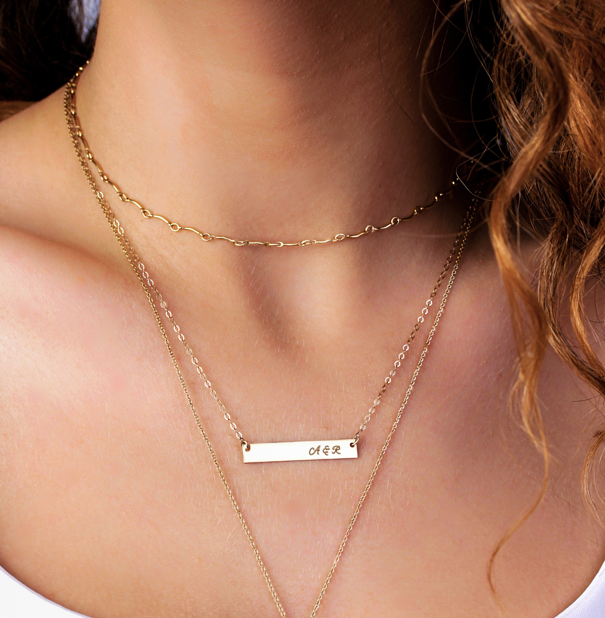 Gold Bar Necklace Initial Necklace 