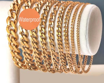 Mens Cuban link bracelet, Bracelets for men, 18K Gold Chain bracelet, Gift for boyfriend, Fathers Day gift, Gift for husband, Cuban bracelet