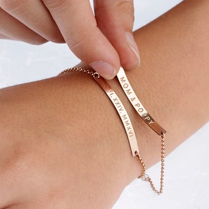 Personalized Bar Bracelet, Custom Date, Roman Numerals, Custom Name, Gold bar Bracelet, Monogram Bracelet, Best friends gift image 10