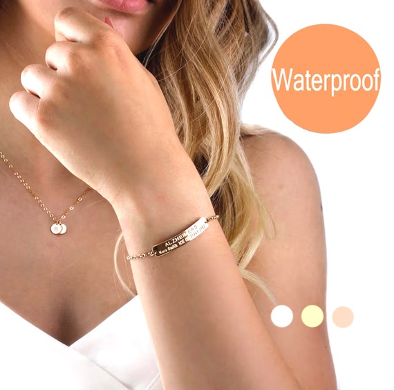 Pulsera de alerta médica de plata personalizada para mujer