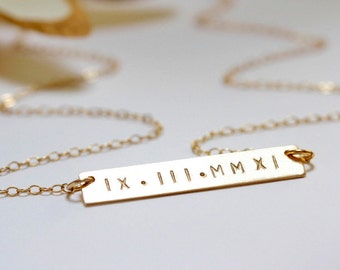 Nameplate necklace, Personalized initial jewelry, Bar necklace, 14 K Gold filled or sterling silver, Custom nameplate necklace