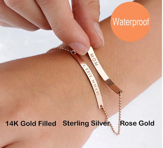 Personalized Gold Bar Bracelet Custom Name Bracelet Engraved 