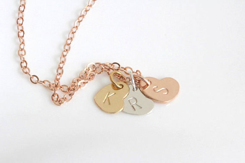 Initial Necklace, Personalized Heart necklace, Gold, Silver, Rose Gold, Valentines jewelry,Gift for friend, Grandma Mothers Necklace image 2