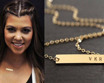 Engraved necklace, Gold Bar Necklace, Initial Bar, Engravable bar, Custom Name necklace, Name plate bar Horizontal necklace Bridesmaids gift