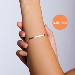 Personalized Gift for Women, Bar Bracelet Engraved, Friendship Bracelet, Coordinates bracelet Custom name, Mothers day gift