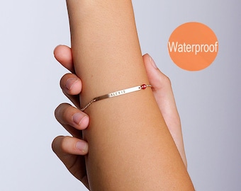 Personalized Gift for Women, Bar Bracelet Engraved, Friendship Bracelet, Coordinates bracelet Custom name, Mothers day gift