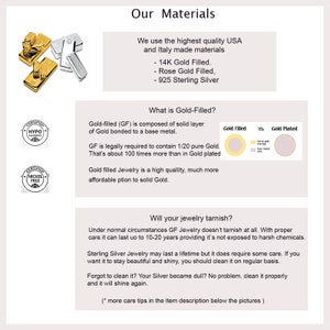 May include: A graphic explaining the difference between gold-filled and gold-plated jewelry. The graphic shows a gold-filled piece of jewelry with a thick layer of gold and a gold-plated piece of jewelry with a thin layer of gold. The text explains that gold-filled jewelry is a higher quality and more affordable option than solid gold.