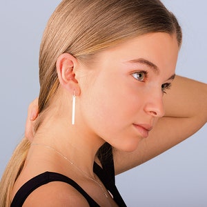 Gold Bar earrings, Bar drop earrings, Simple Gold earrings, Rose gold earrings, Dainty bar earrings, Dangling  Minimalist earrings Every day