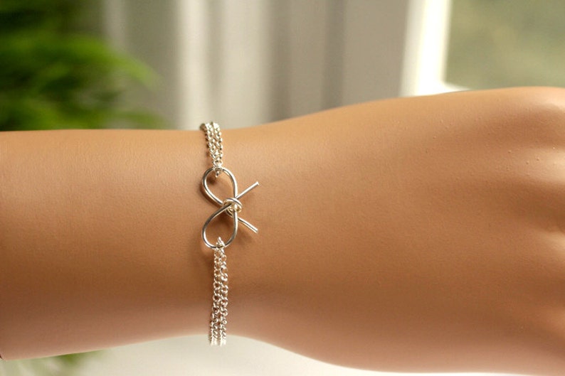 Bridesmaids Bracelet Silver Bow Bracelet Sterling Silver Tie Etsy