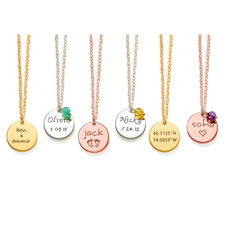 Personalized Gold Disc Necklace, Mommy Silver Disc Necklace, Personalized Kids names necklace, Grandma necklace, Mothers day gift image 7
