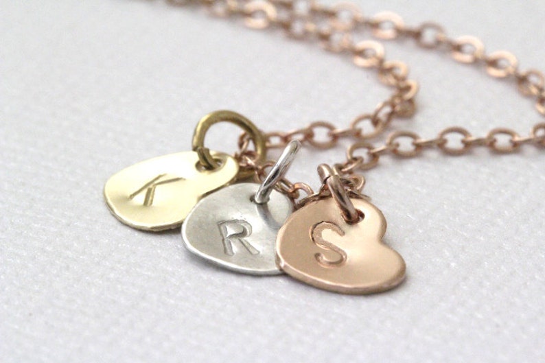 Initial Necklace, Personalized Heart necklace, Gold, Silver, Rose Gold, Valentines jewelry,Gift for friend, Grandma Mothers Necklace image 1