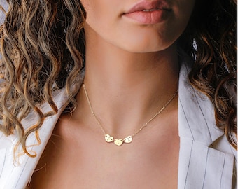 Personalized Heart Necklace, Dainty heart choker necklace, Initial  Heart choker in Gold, Silver or Rose gold, Mothers necklace, HEARTS