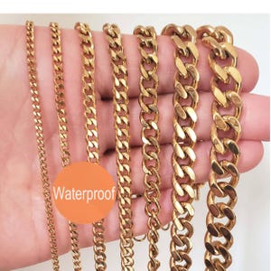 Cuban Gold chain bracelets, necklaces, and anklets for women and men. Summer waterproof jewelry, Ankle bracelets, Gift for her and him.