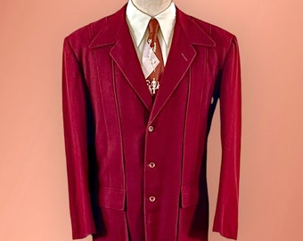 Spectacular 1940s Burgundy Wool Hollywood / Loafer / Sport Jacket