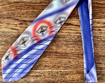 Wonderful Abstract Hand Painted / Air Brushed 1950s Tie