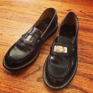 Spectacular And Very Rare 1950s Black Leather Dollar Loafers by Randcraft. image 1