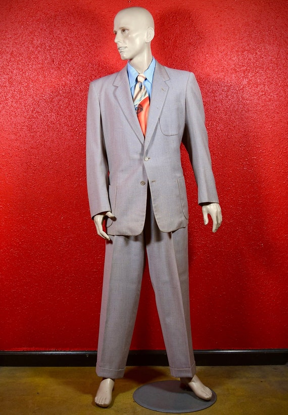 1950s Tailor Made Medium Weight Gray Wool Fleck Sp